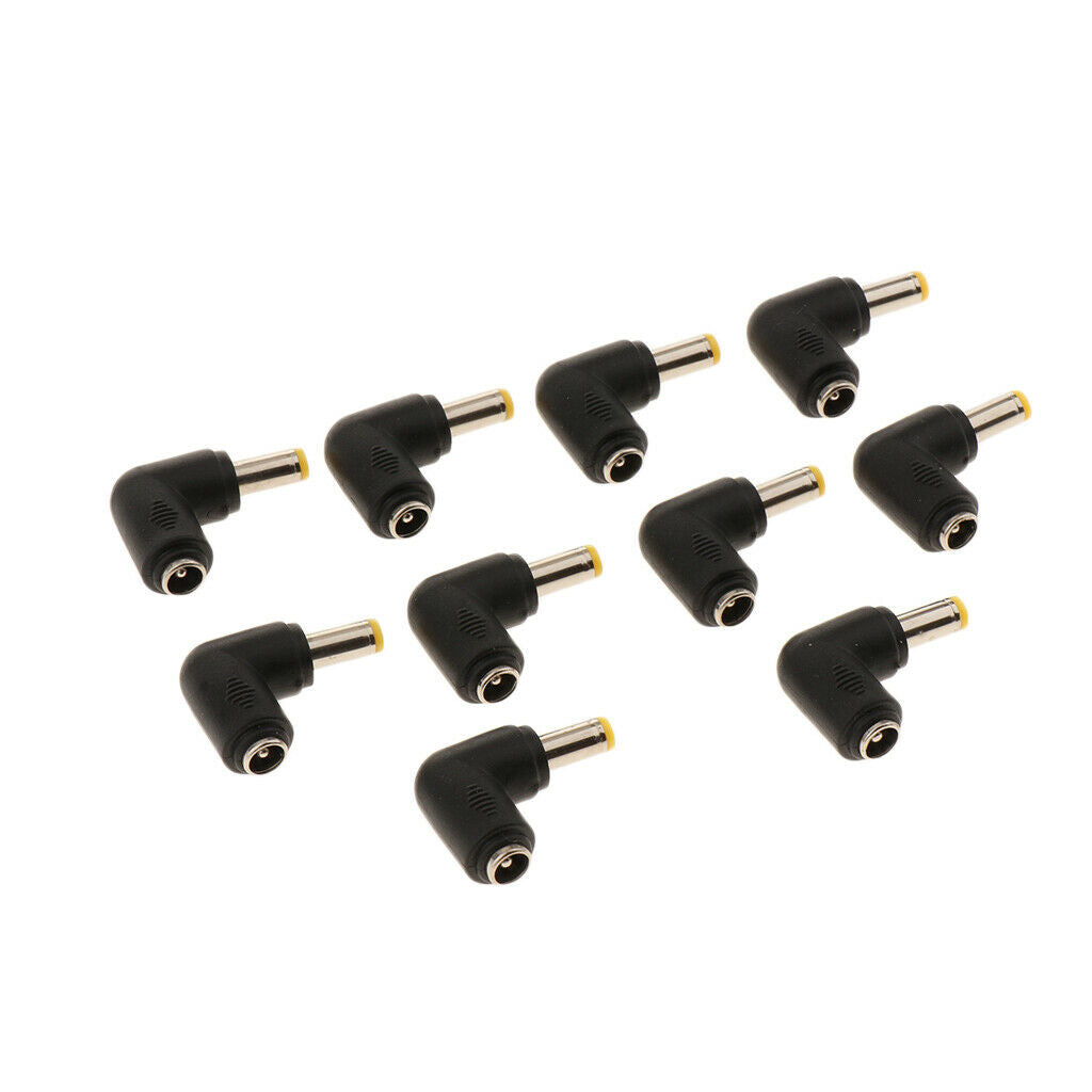 10Pieces 90 Degree 5.5x2.5mm Male To 5.5x2.1mm Female Power Supply Adapter