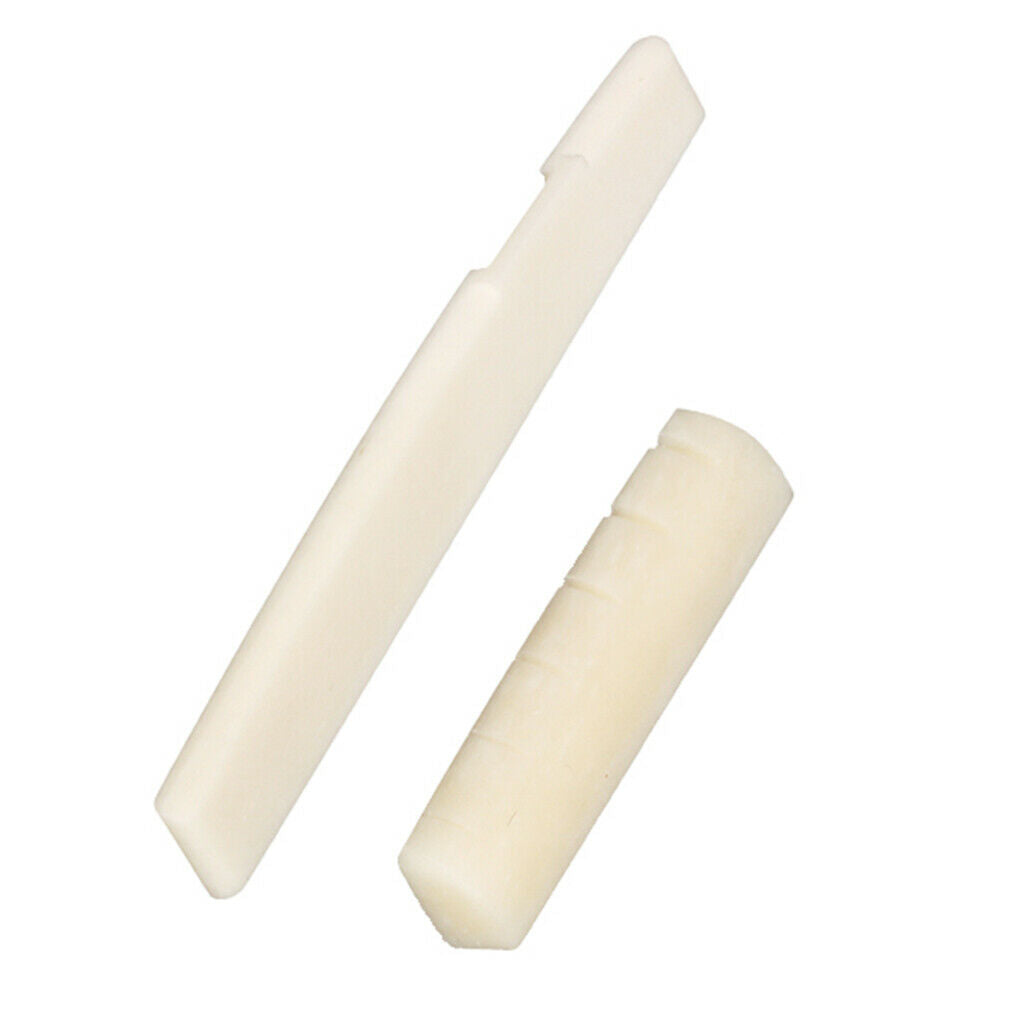Beige Buffalo Bone Bridge Saddle & Nut For 6 Strings Acoustic Guitar
