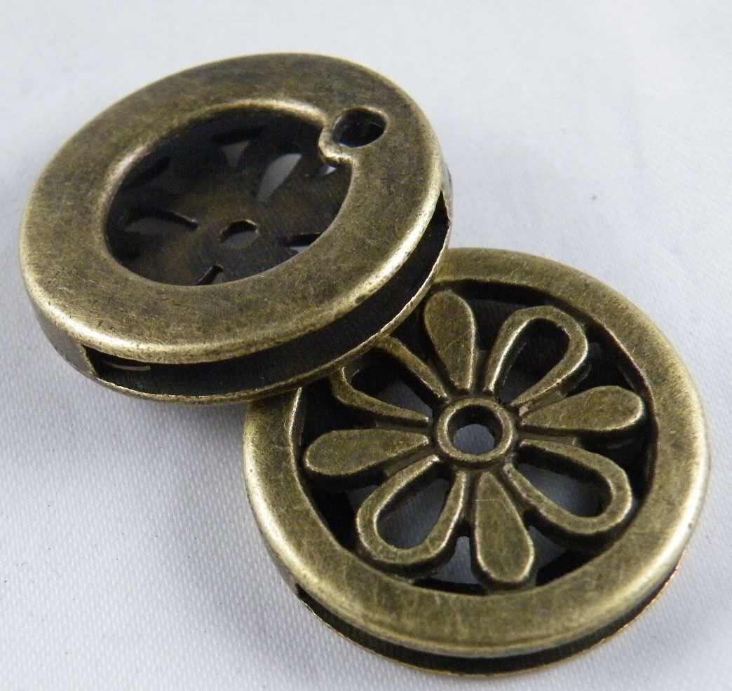 20pcs Bronze Color Flower Design Spacers Fit Bracelet 28mm 12662
