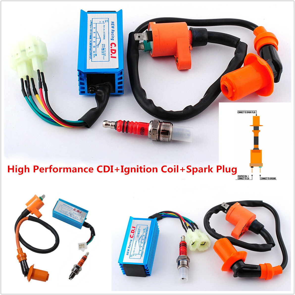 Racing Ignition Coil Spark Plug CDI For GY6 Scooter Go Kart 150cc 125cc 50cc ATV