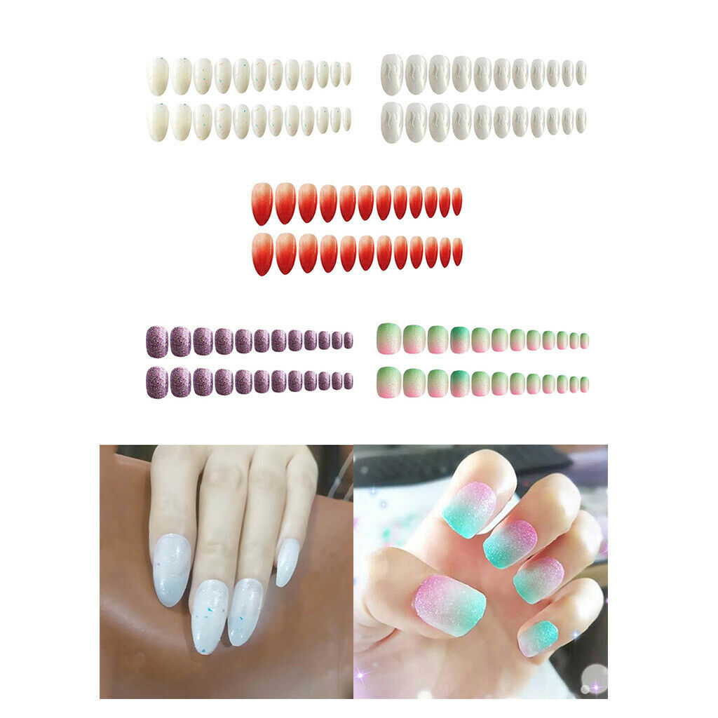 Plastic Oval Ballerina False Nails Full Cover Nail Tips for Summer Party