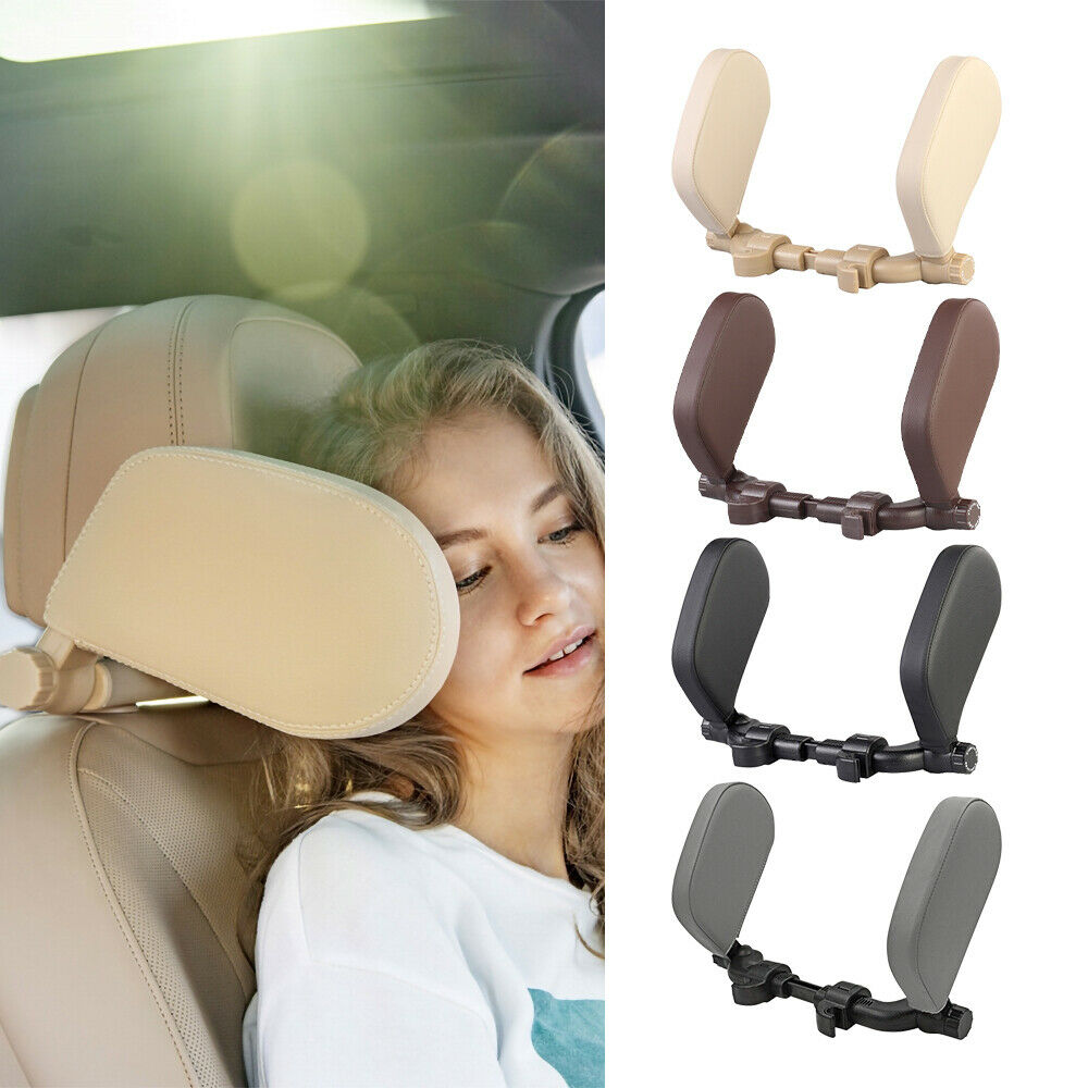 Universal Black PU Leather Car Seat Headrest Foam Pillow Head Neck Rest Cushion