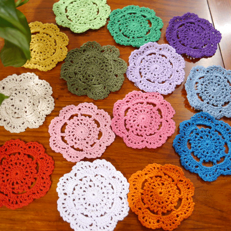 15Pcs/Lot  Hand Crochet 4" Round Small Doilies Set Snowflake Floral Color Random