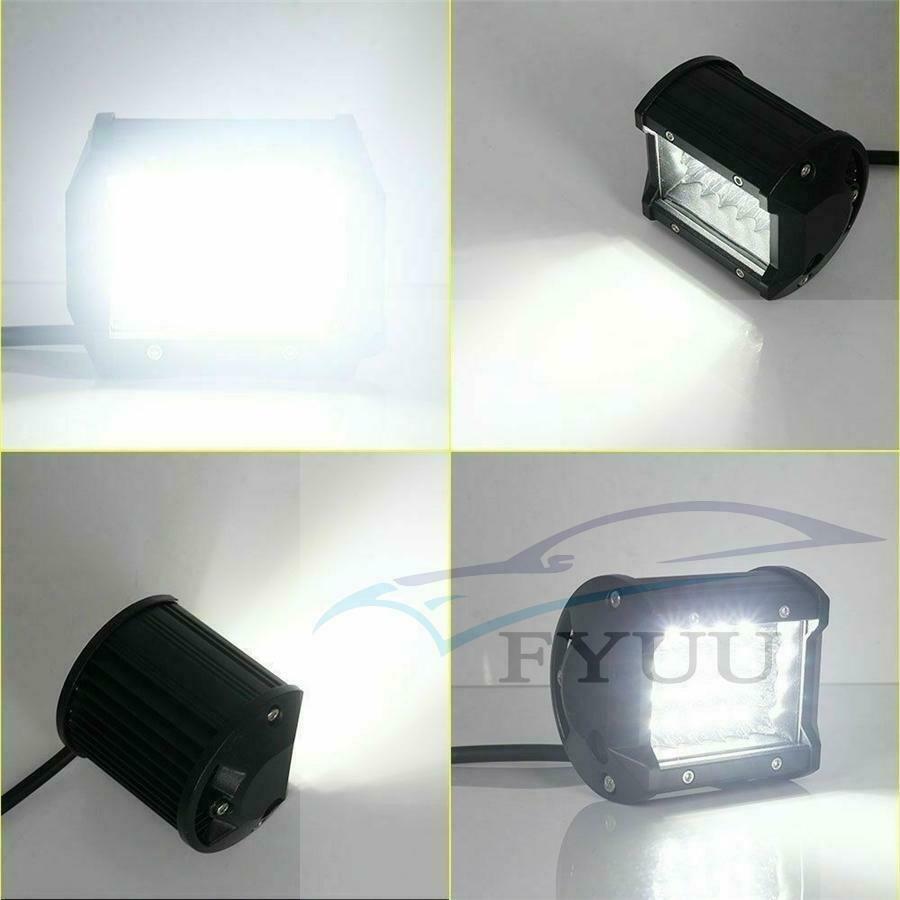 1X 4 inch Square LED Work Light Spot Flood Combo Driving Fog Amber Lamp Offroad