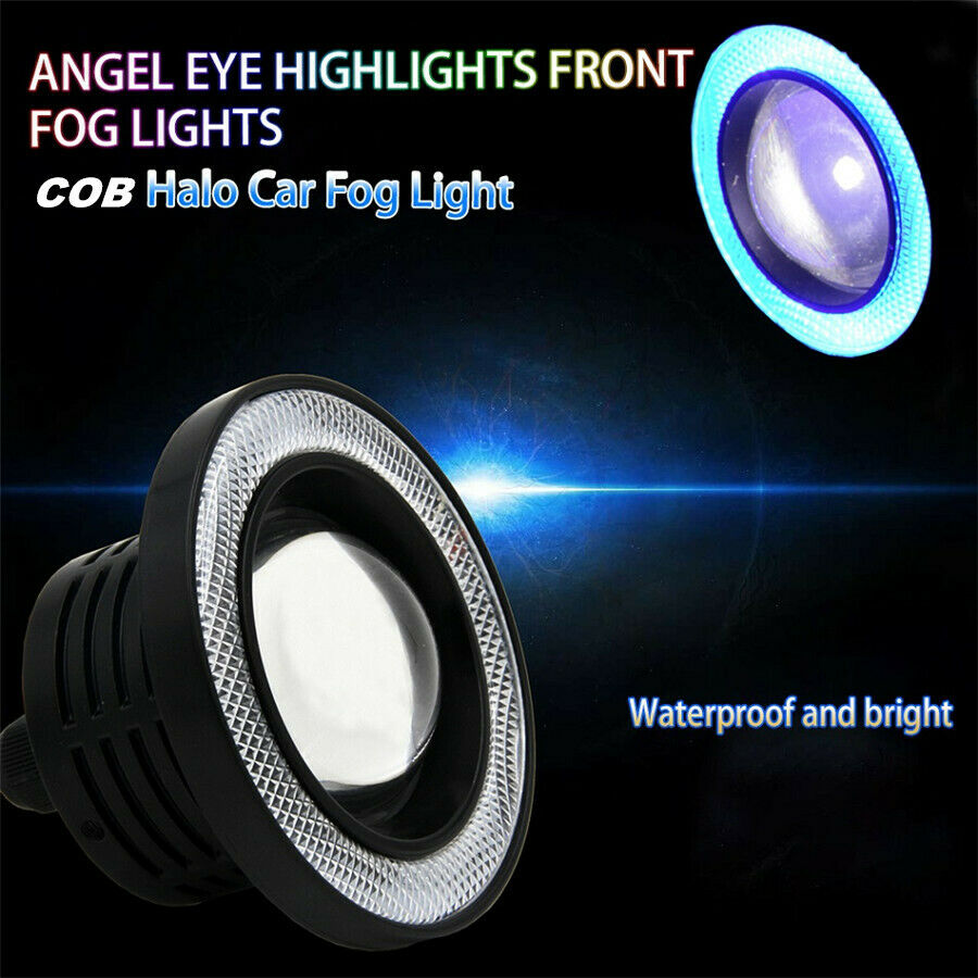 3.5INCH Car Auto Angel Eyes Halo Ring DRL Lamp COB LED Fog Light Projector White