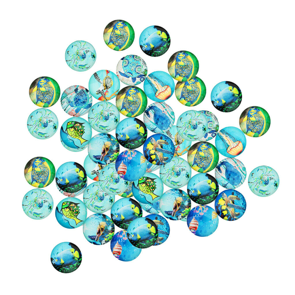 60 Pack 12mm Glass Cabochons Mosaic Printed Glass Dome Cabochons Mosaic Tiles