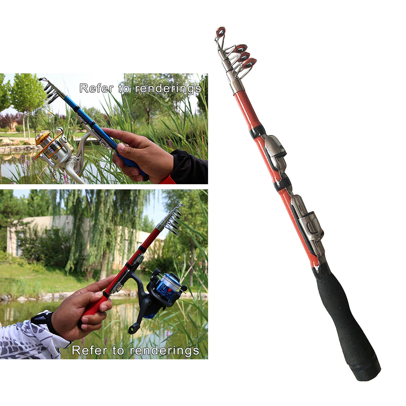 2Pc 1m Travel Telescopic Fishing Rod Collapsible   Pole for Saltwater Sea