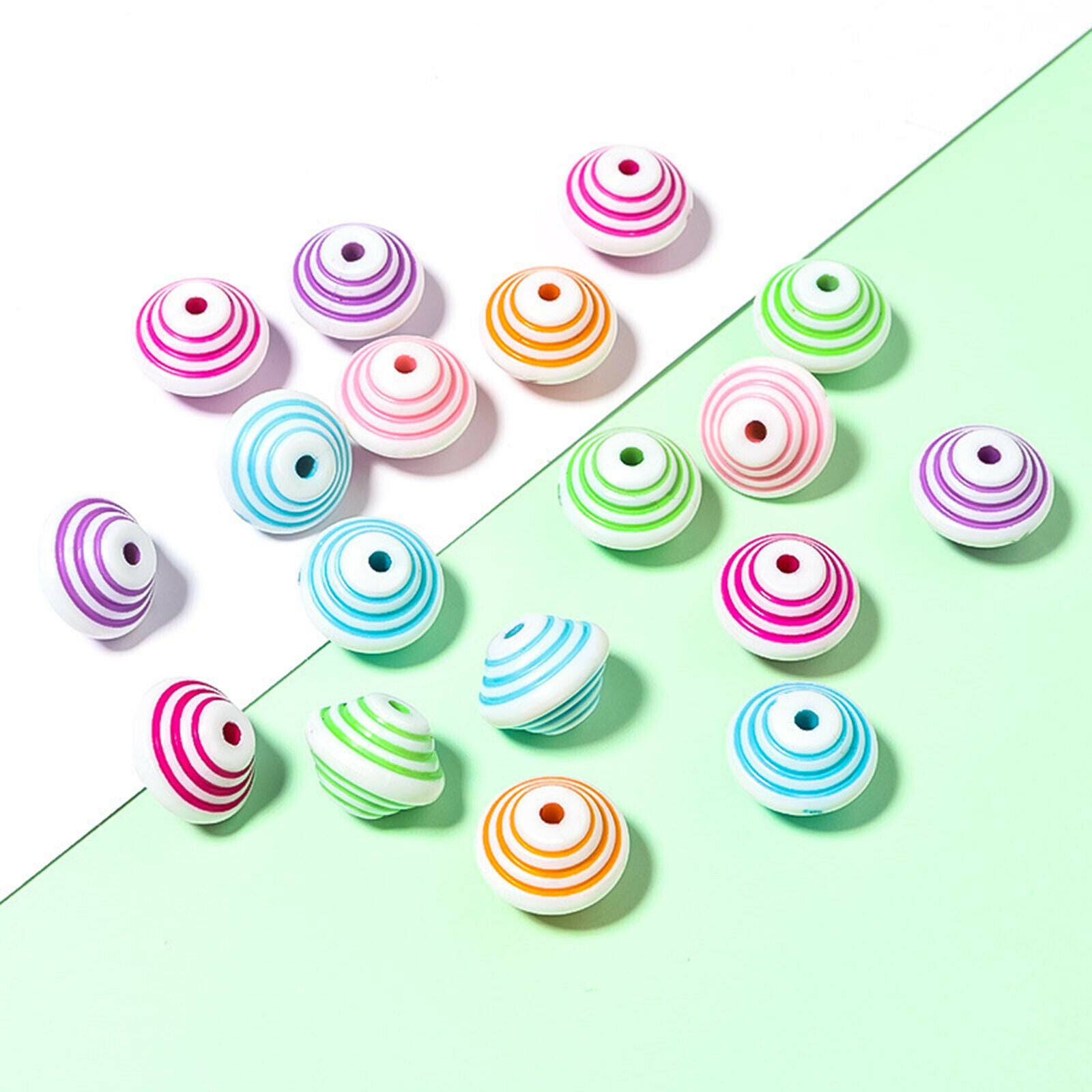 300Pcs Colorful Beads 12mm Spacer Beads with Storage Box for DIY Accessories