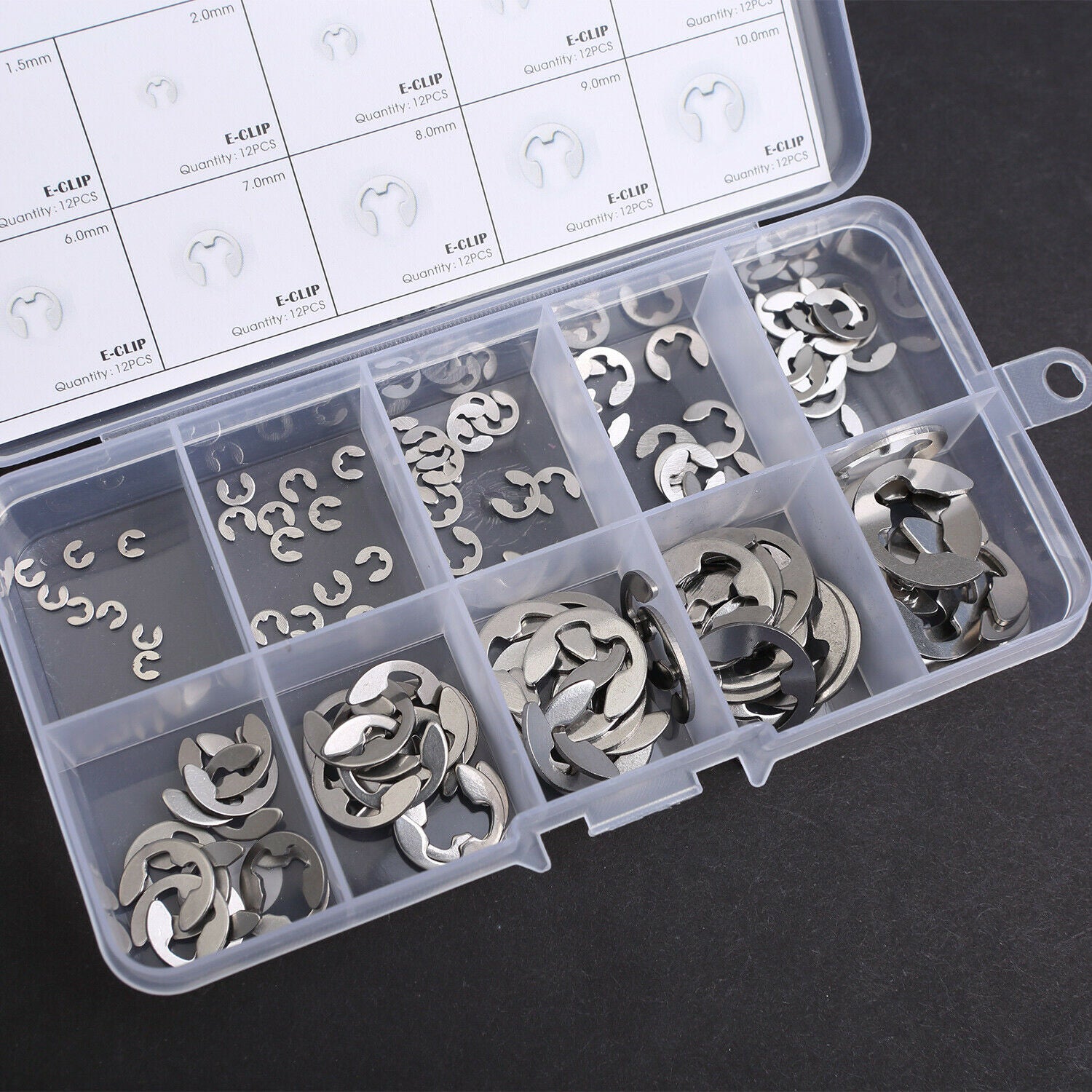 Stainless Steel E-Shaped Opening Circlip Retaining Clamp Ring 1.5-10mm Boxed