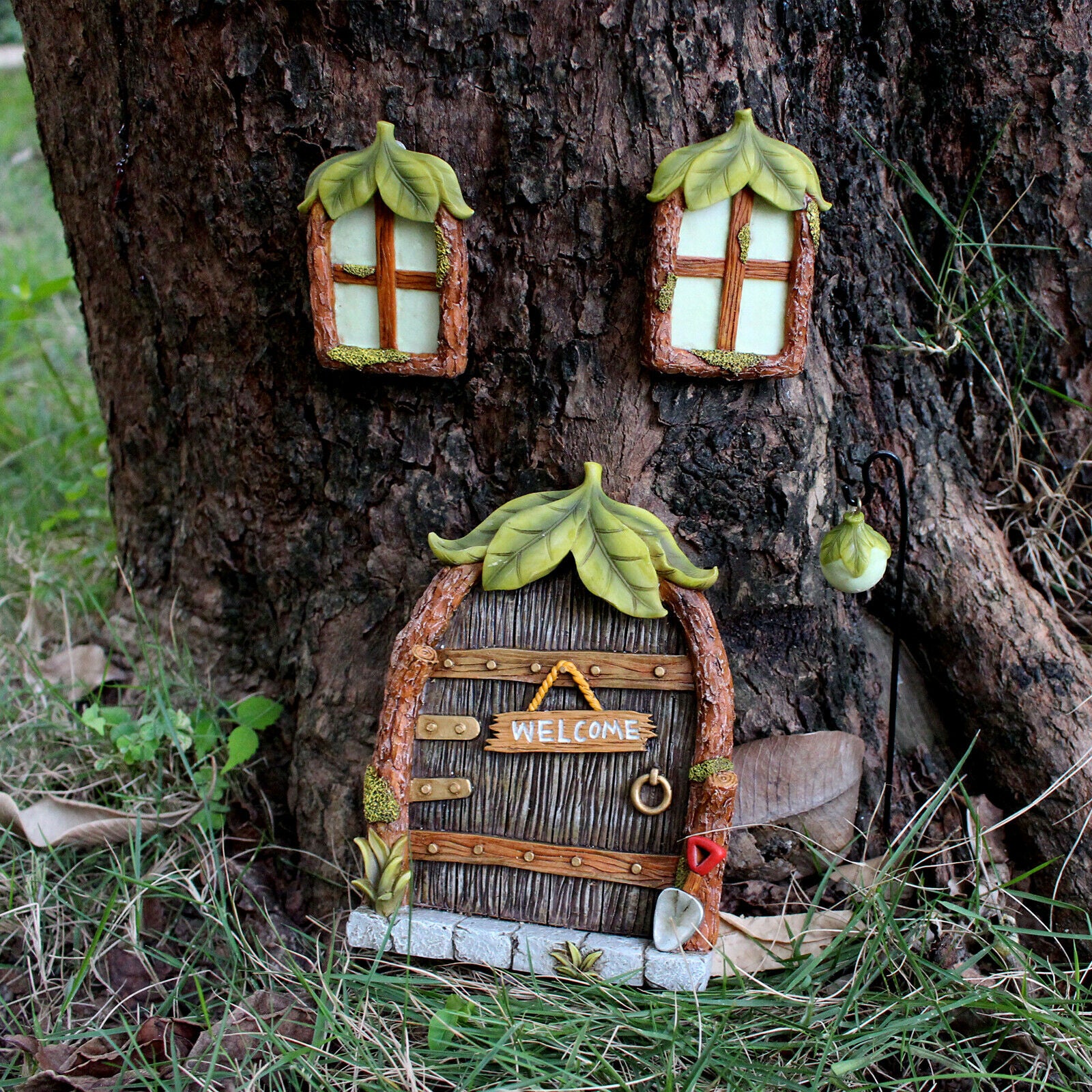 Glow in The Dark Fairy Door and Windows for Kids Room Decor with Bonus Fairy