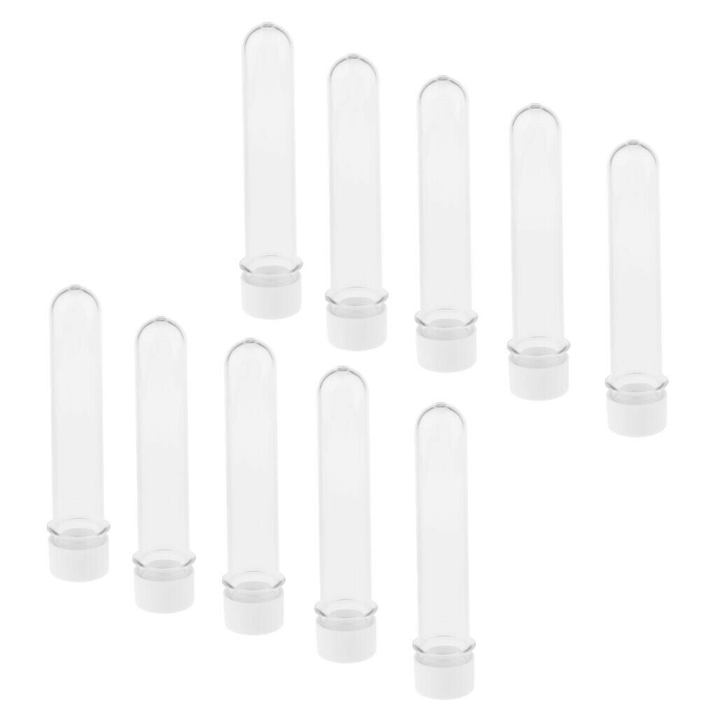 10pcs 40ml Clear PET Plastic Test Tubes with Screw Caps (25x140mm) White
