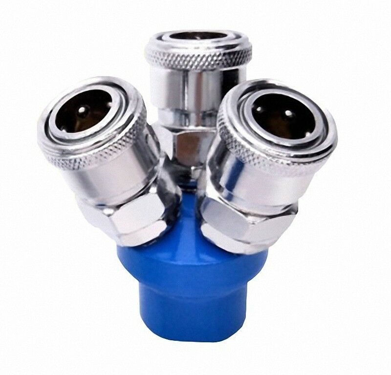 1/4" Inlet Thread 3 Way Pass Quick Connect Coupling Air Hose Coupler Tool [M1]