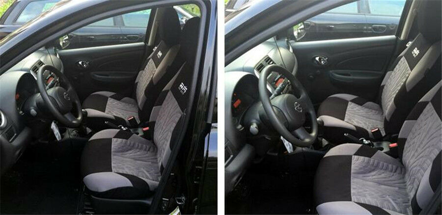 2 Pcs Classic Washable Embroidery Car Seat Cover Set+2x Separate Headrest Cover