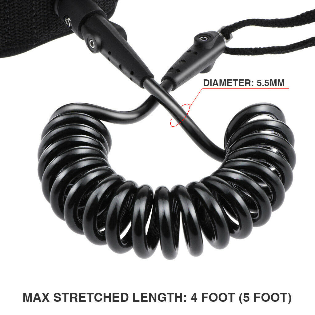 2 Pieces Body Board Leash 5ft 5.5mm Coiled Wrist Coil Leash for Surfing