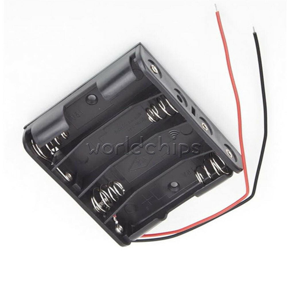 5pcs 4xAA 6.0V 4AA Plastic Battery Case Storage Box Holder with Wire Leads