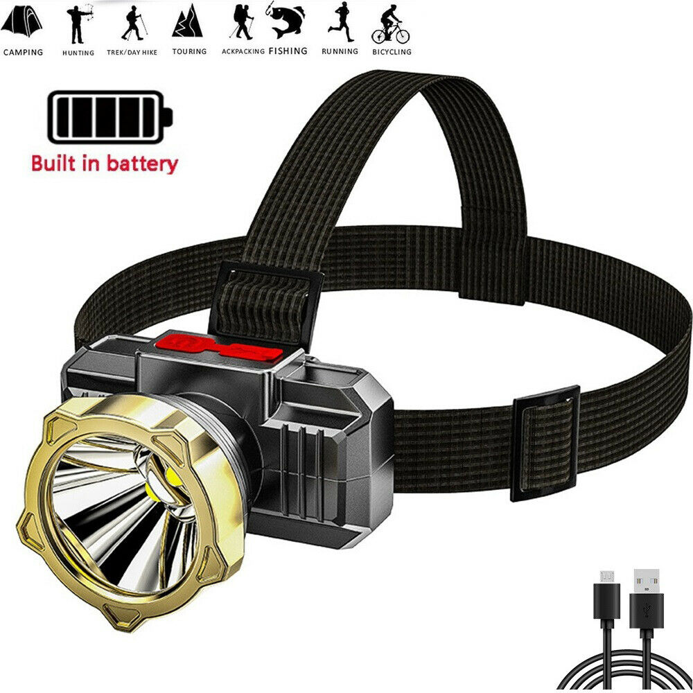 Waterproof LED Headlamp Headlight Head Lamp Torch Flashlight USB Rechargeable