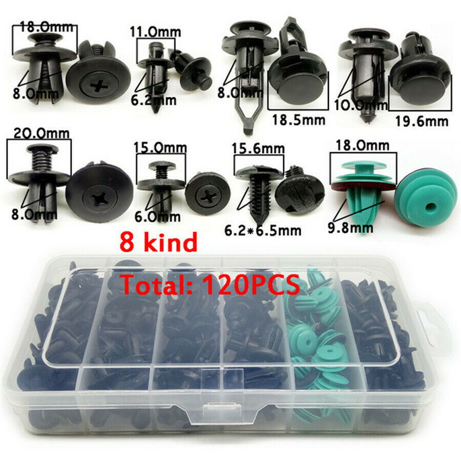 120pc for All Cars Clip trim Car Body Fender Bumper Retainer Fastener Assortment