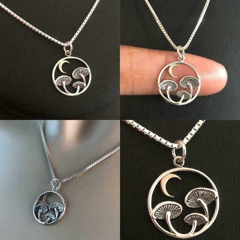 Mushroom Charm Necklace Creative Crescent Moon Pendant Jewelry Decor Party Favor