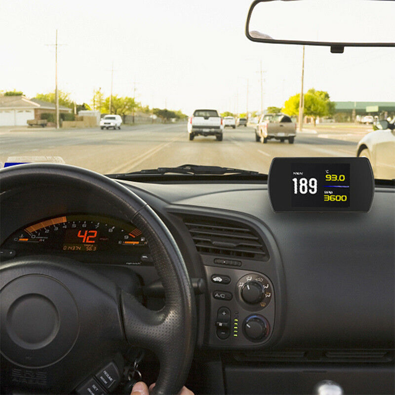 4.3'' Car HUD Head Up Display OBD2 Speedometer Warning Smart Digital Meter RPM