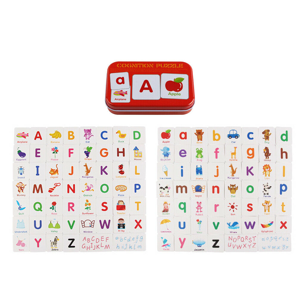 Alphabet Cognition Flash Cards Upper Case and Lower Case With Pictures, Early