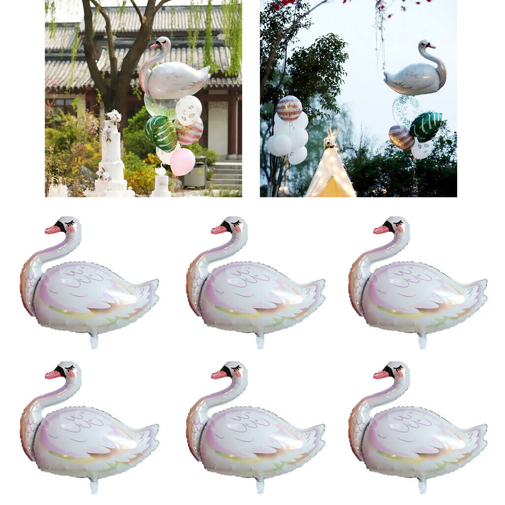 6pack Cute Party Balloons Mylar Foil Party Supplies Wedding Xmas White Swan