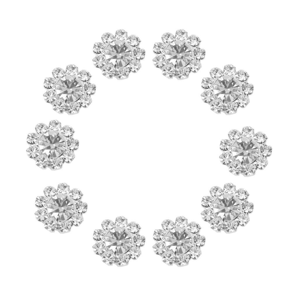 20x Crystal Rhinestone Floral Buttons Flatback Embellishments DIY Crafts 12mm