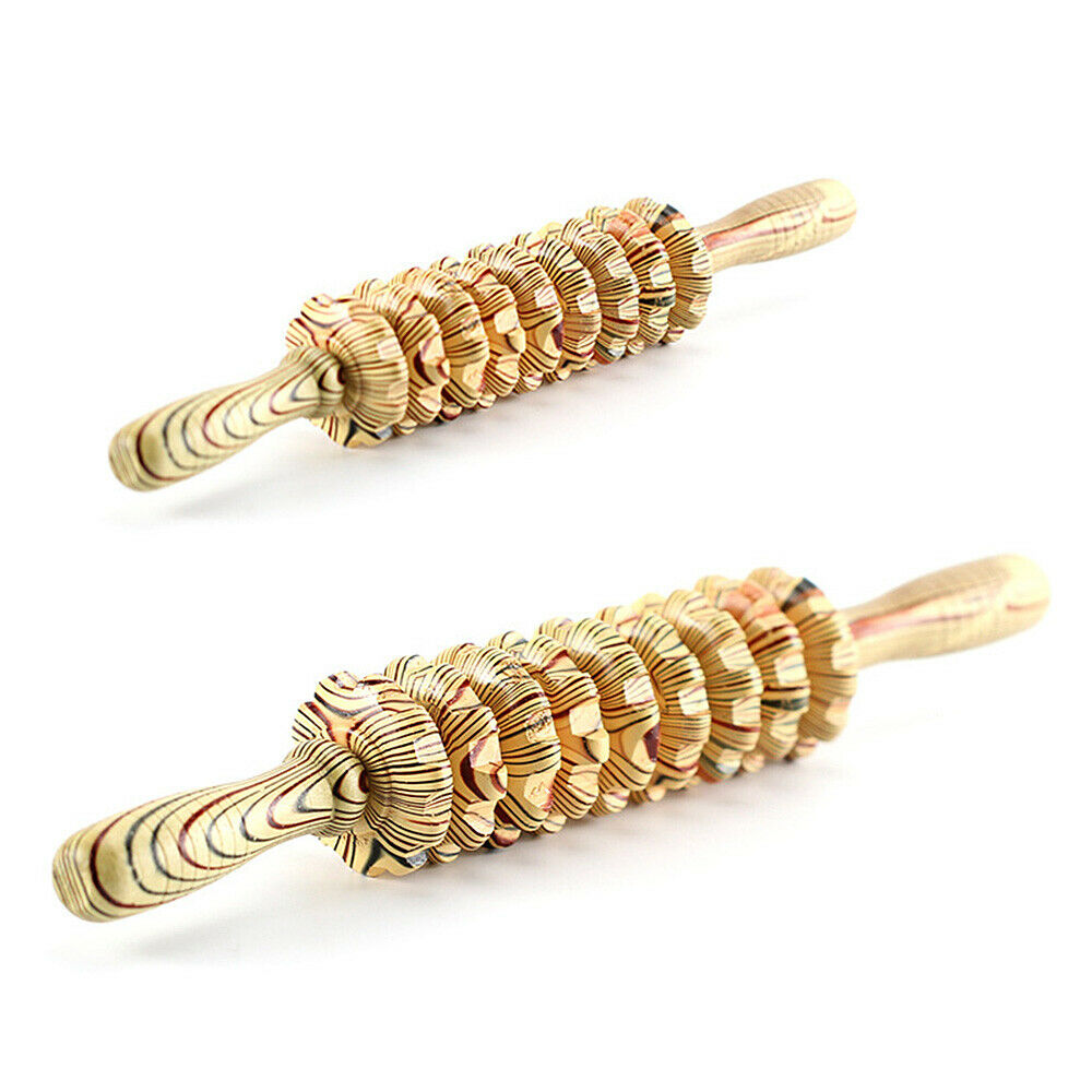 Wooden Roller Trigger Point Stick Body Therapy Massager Wand Muscle Relief Tools