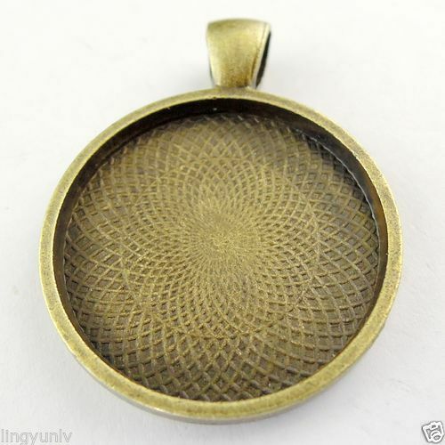 8 pcs Antiqued Bronze Blank Base Setting Alloy Bezel Pendant Tray Round 25mm