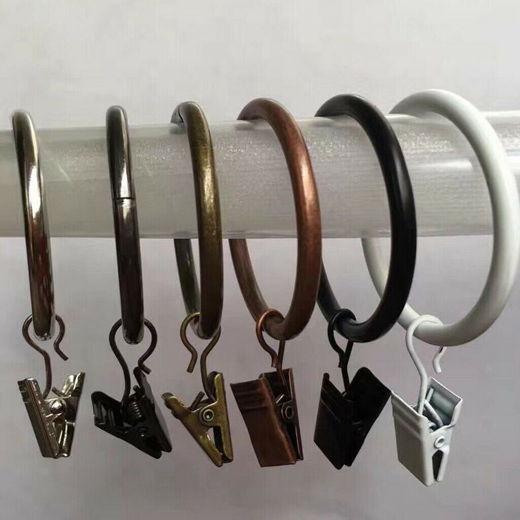 24 Pieces Metal Curtains Drapery Rings Sliding Hook with Clips Copper 25mm