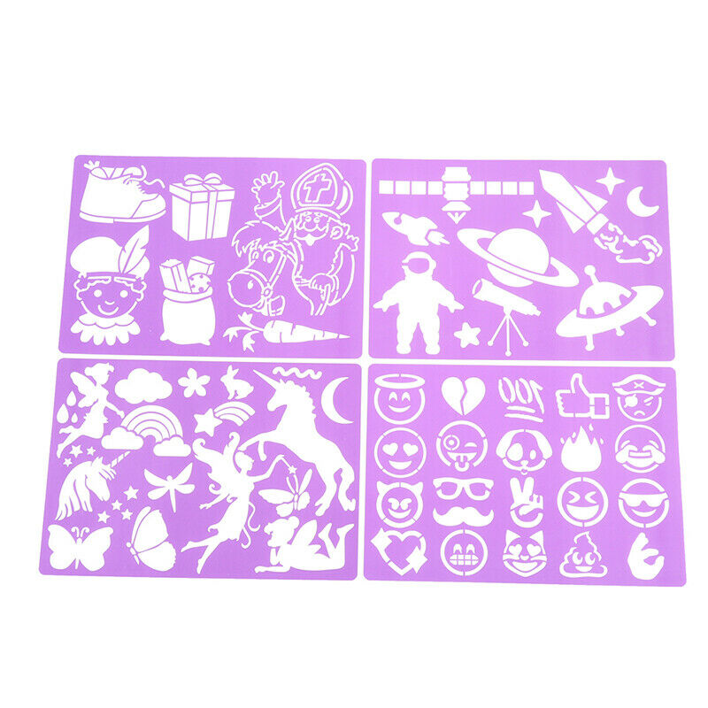 Kids DIY Drawing Stencils Hollow Board Set Kids Plastic Painting Template*20BDD