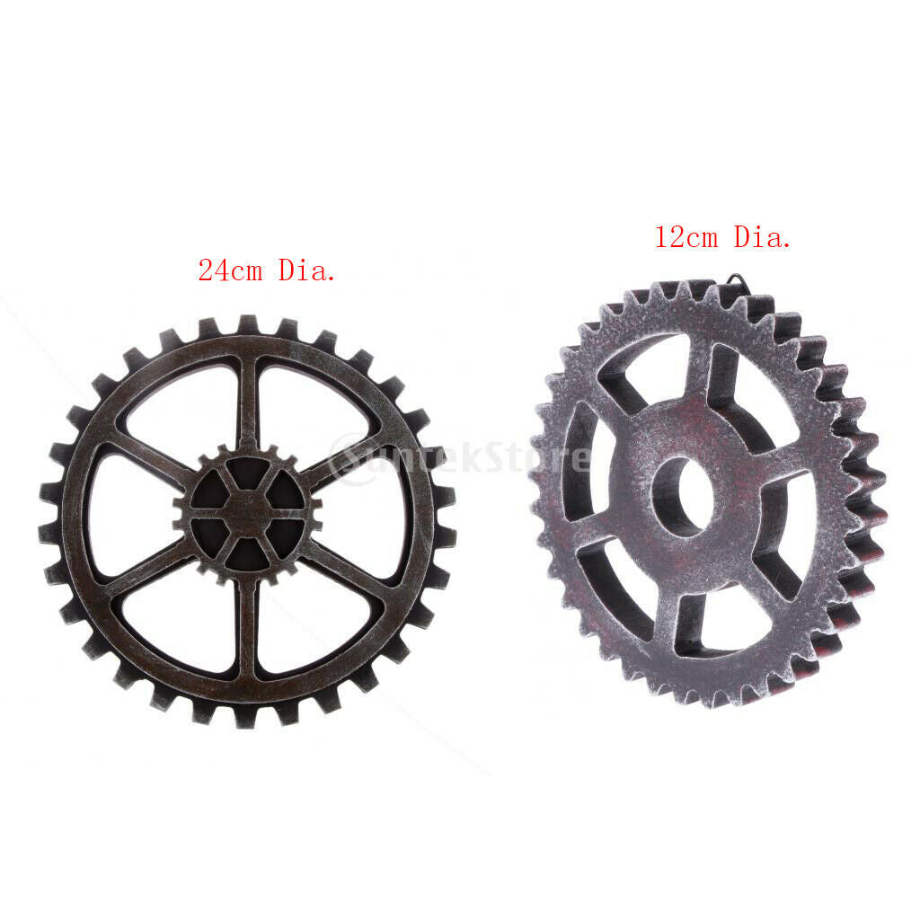 Set 2PCS  Industrial Wooden Gear Wheel Ornament Wall Decor Art Craft Plaque