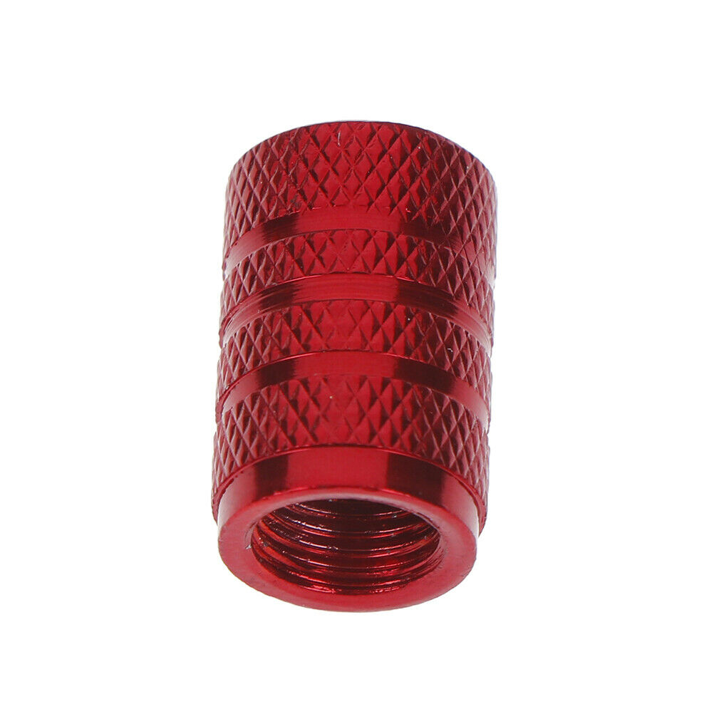 4Pcs Aluminium red car tyres valve stems air dust cover screw cap accesso.l8