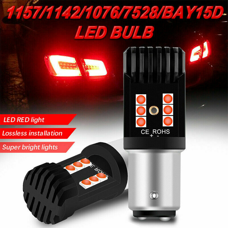 2X 1157 7528 2357 2057 LED Brake Stop Tail Light Parking Bulbs Lamps Red Canbus