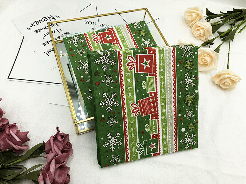 20Pcs Xmas Tree Napkin Paper Snowflake Party Serviettes Lunch Dinner Supplies