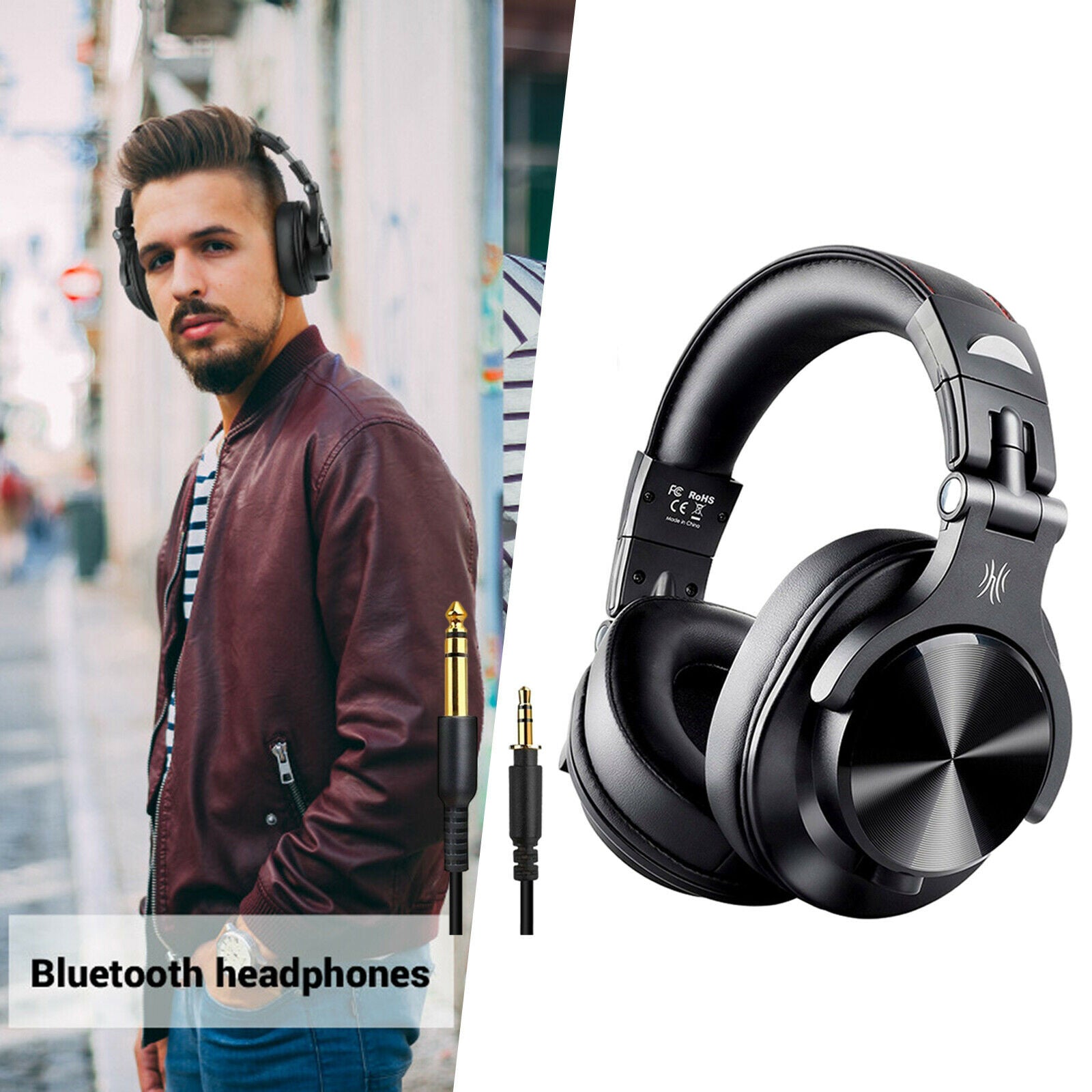 A70 Over-Ear DJ Bluetooth Headphone Bass Headsets for Studio Monitor Black