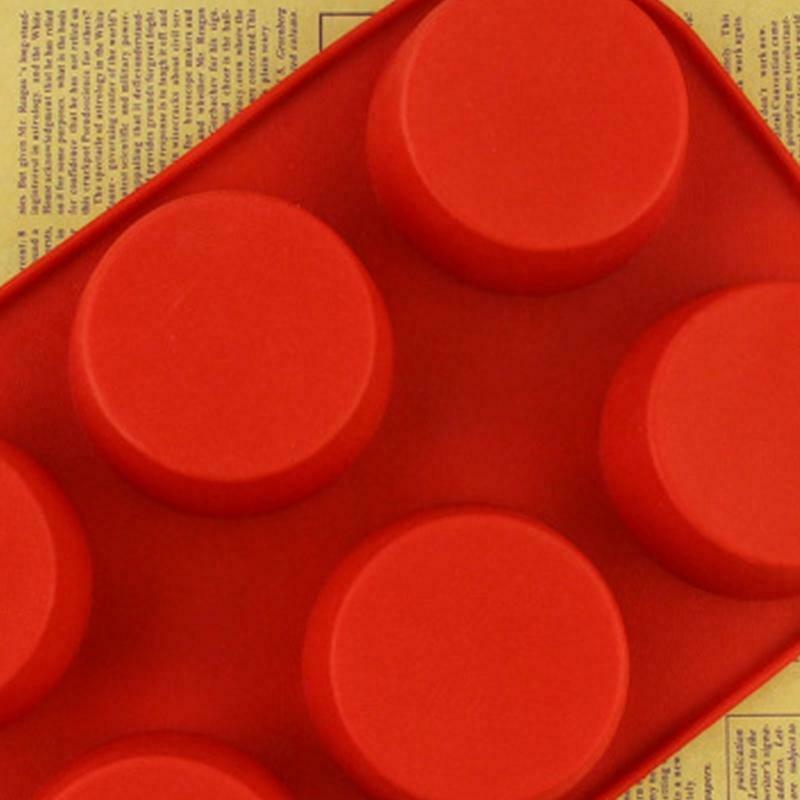 6 Cavity Cylinder Cake Baking Molds Soft Silicone Chocolate Candy Non-stick Bake