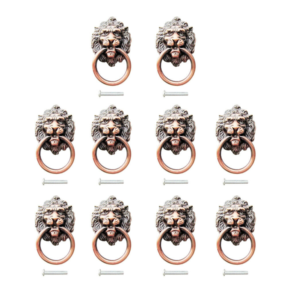 10pcs Zinc Alloy Lion Head Knob Pull Handle Door Hardware for Cabinet Dresser