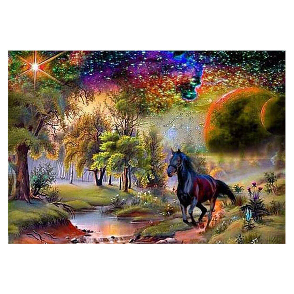 Horse DIY Full Drill Round Diamond Painting Embroidery Kits Needlework Set  @