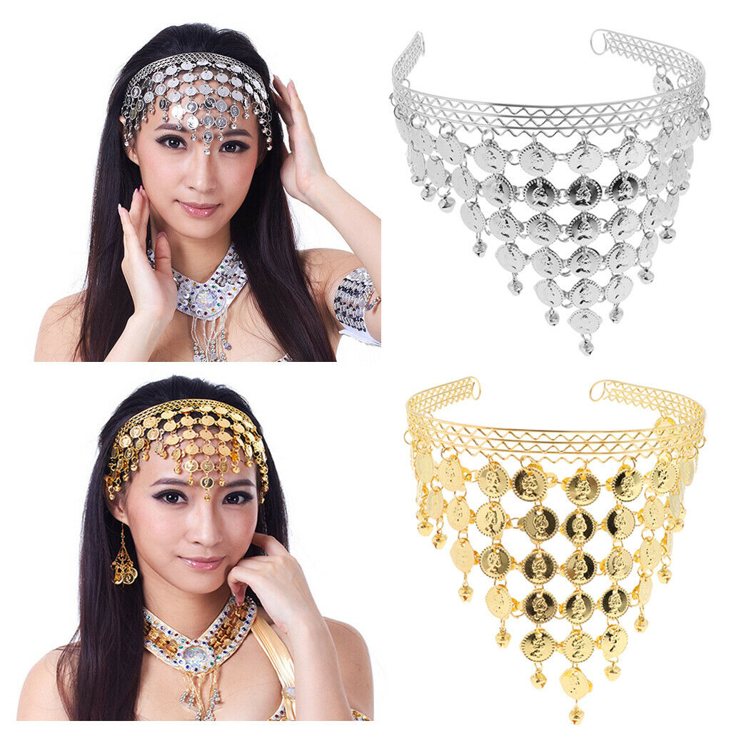 2x Fashion Belly Dance Headwear Coins Head Belly Dance Accessories Headdress