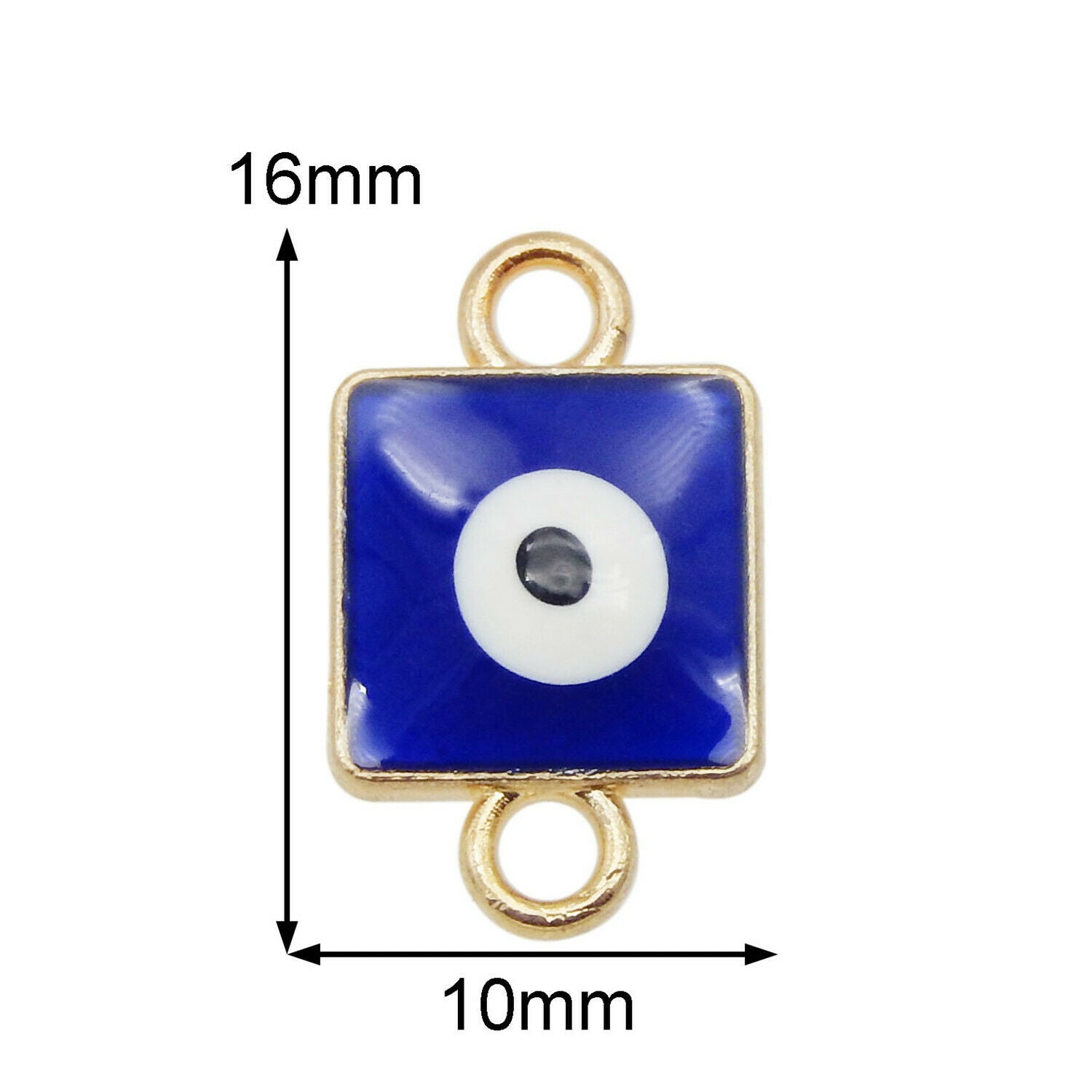 12 PCS Golden Blue Alloy Turkish Evil Eye Enamel Charm Connector Pendant 16*10mm