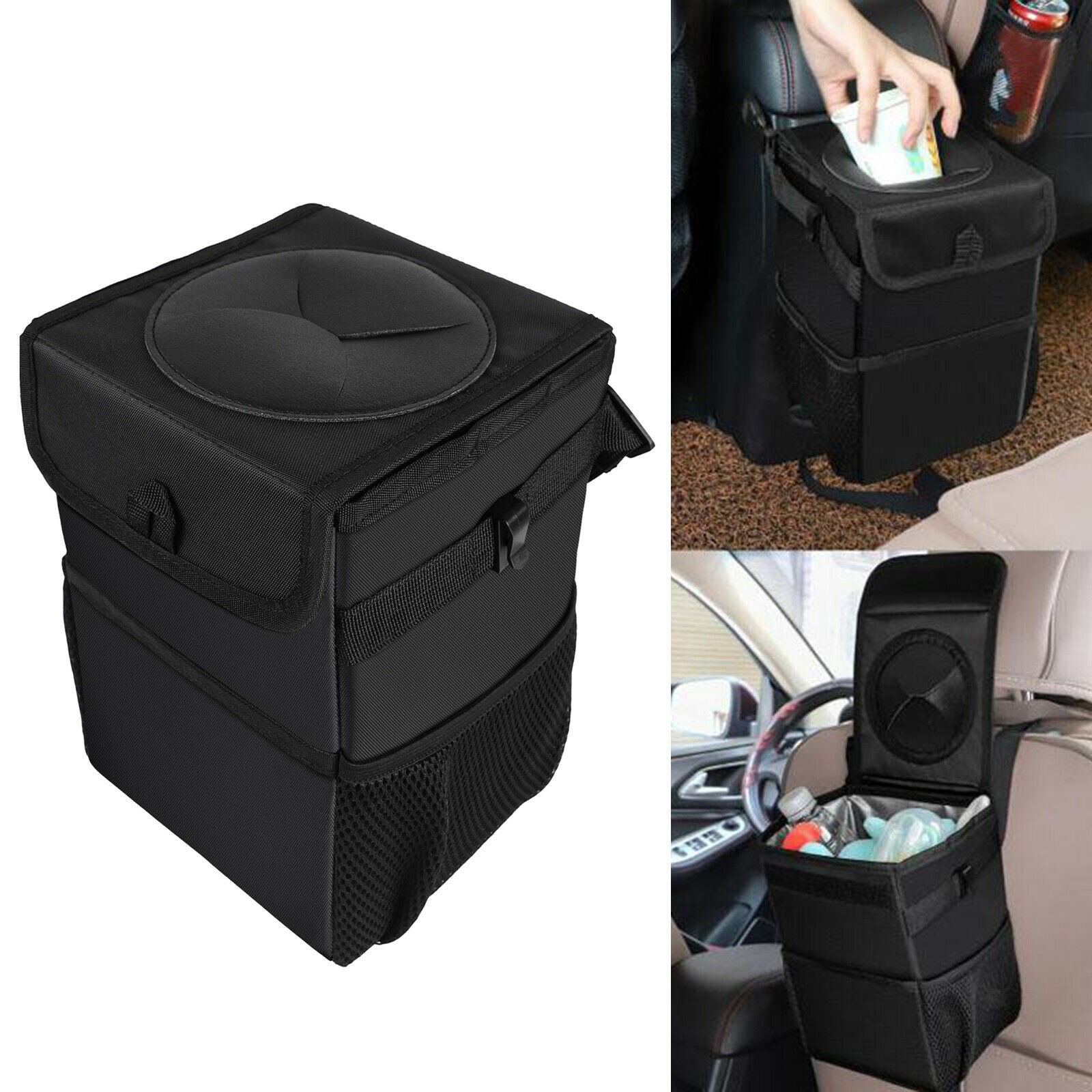 Folding Hanging Car Trash Garbage Can Litter Bin Holder Bag Waterproof Black