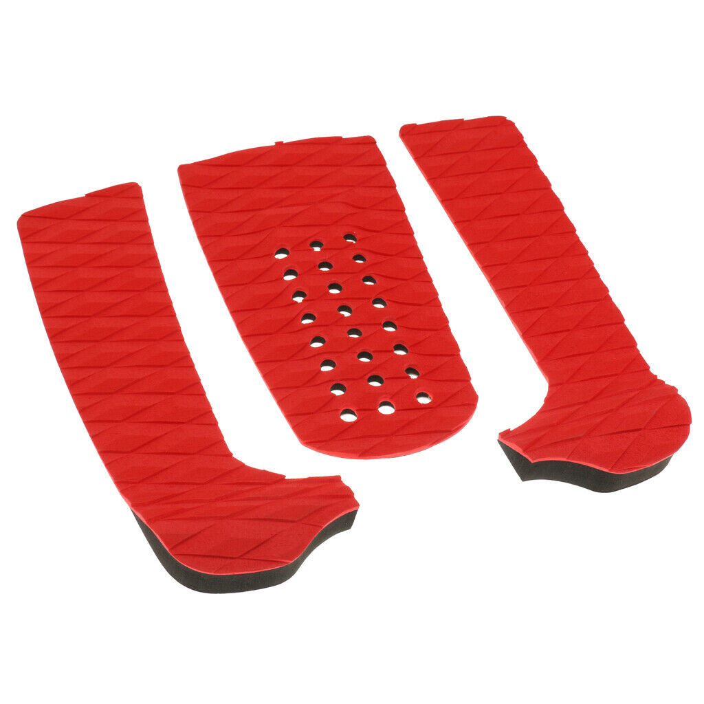 Set of 3 Surfboard Traction Tail Pads Surf Deck Grips Surfing - Red
