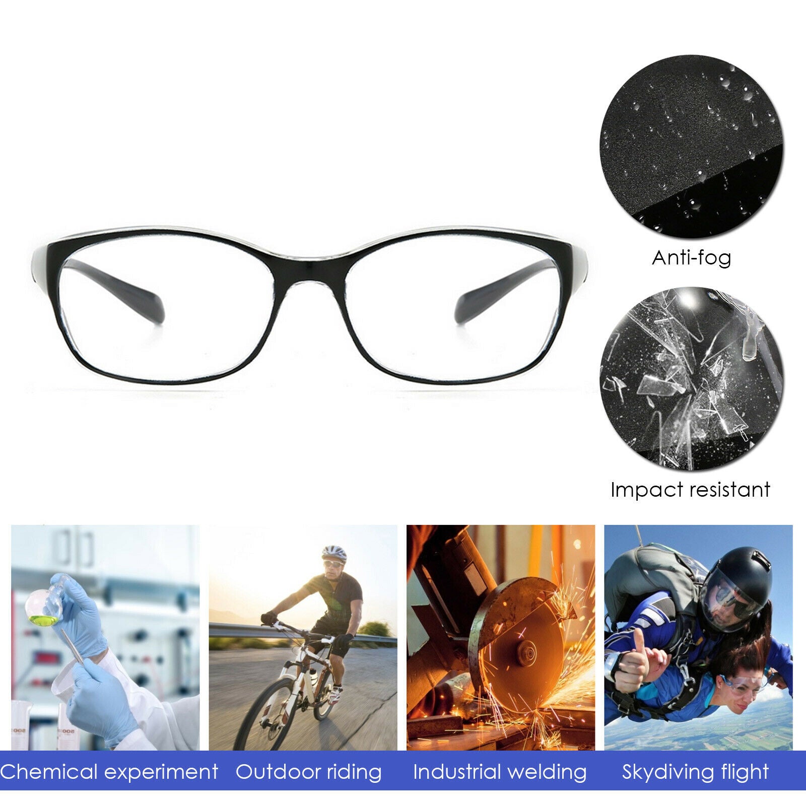 Protective Goggles, Blue Light Blocking Anti Pollen UV Goggles (Black) @