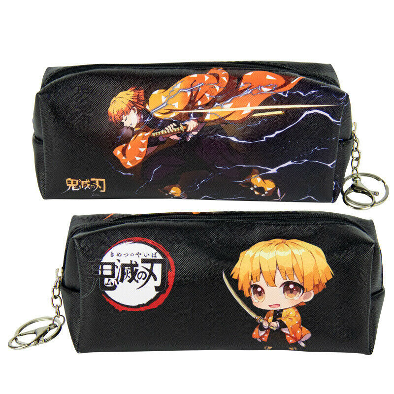 Demon Slayer Kimetsu no Yaiba Agatsuma Zenitsu PU Leather Pencil Pen Case Bag C