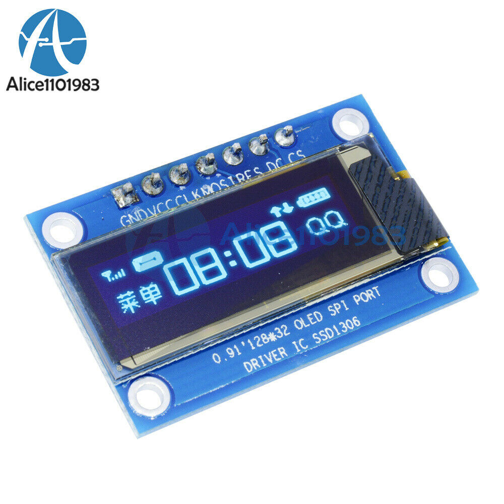 0.91" inch 128*32 Blue SPI OLED LCD Display Module DC 3.3V 5V Screen For Arduino