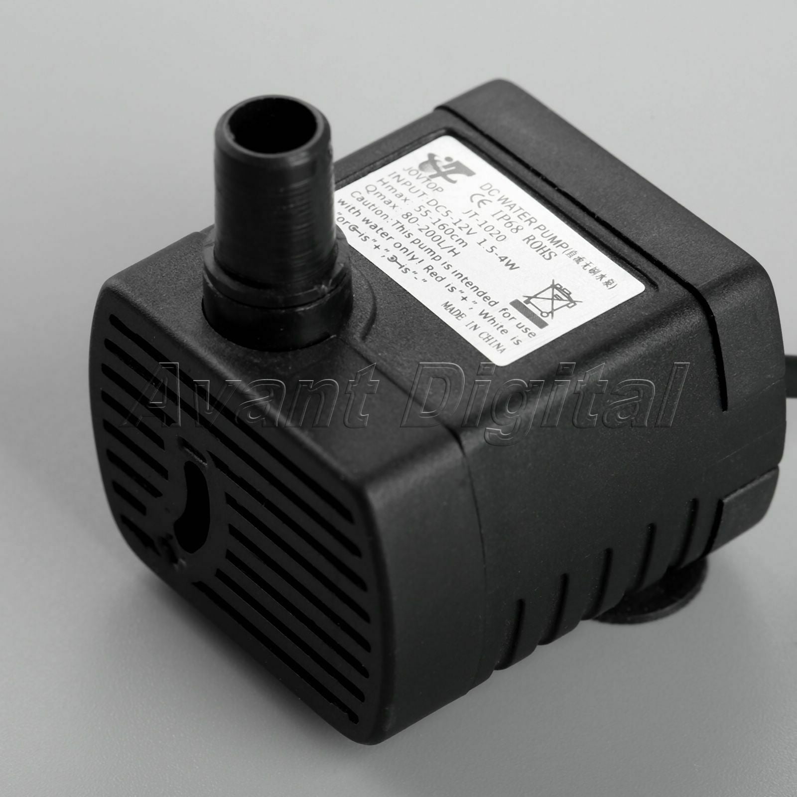 DC 5V-12V 280L/H Submersible Brushless Fountain Water Pump with 1M Rubber Hose