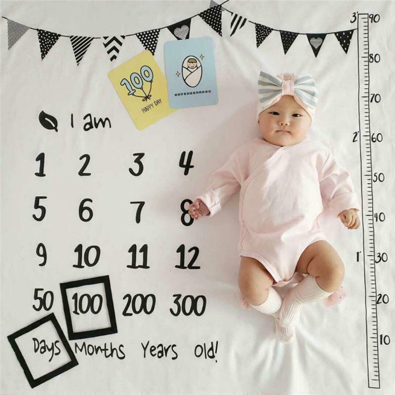 Baby Milestone Blanket Muslin Newborn Photography Background Props Swaddle Wrap