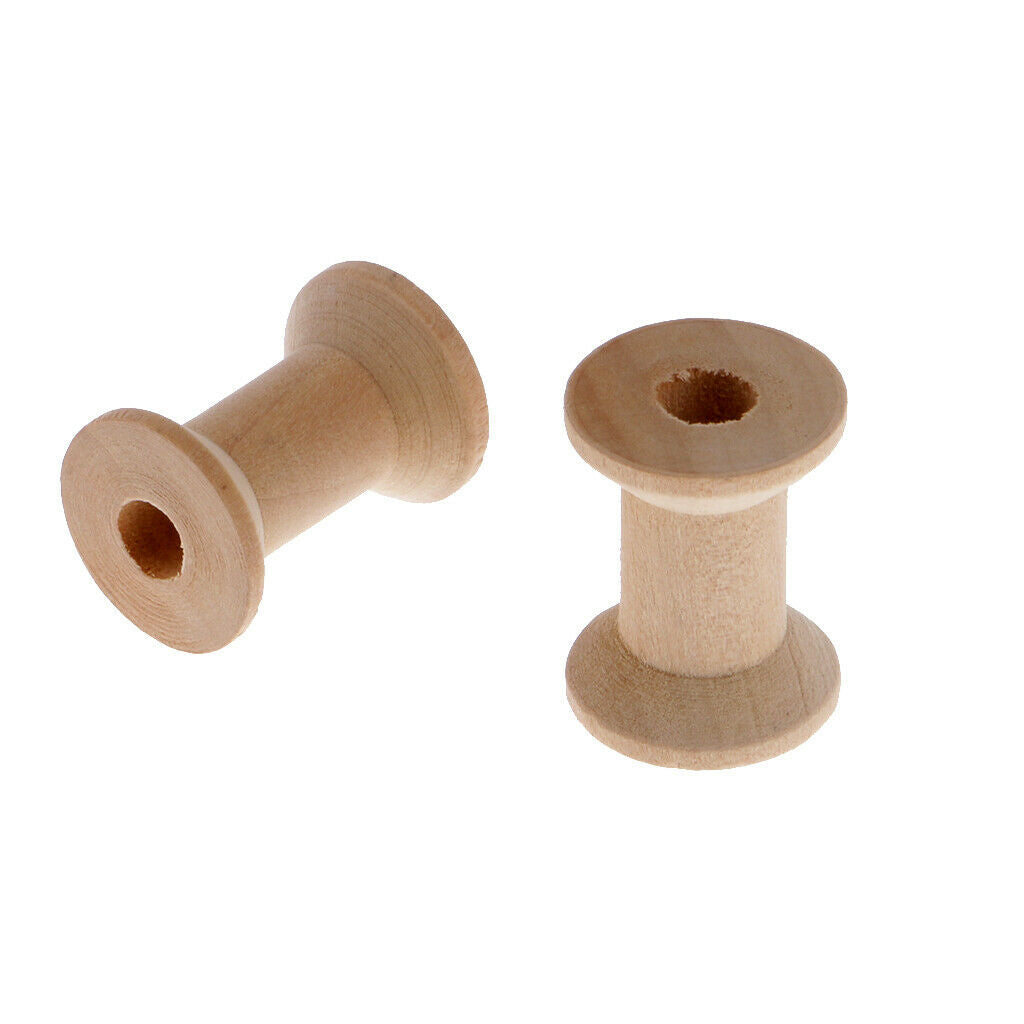 10 Pieces Natural Wooden Empty Thread Spools DIY Sewing Notions Tools 28x21mm