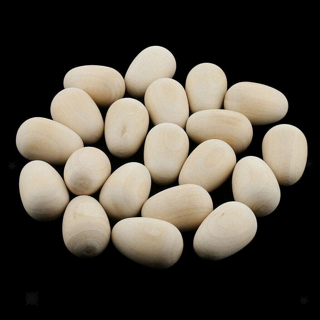 Natural Unfinished Wood Chicken Eggs Craft Blanks for Decorate Easter Arts