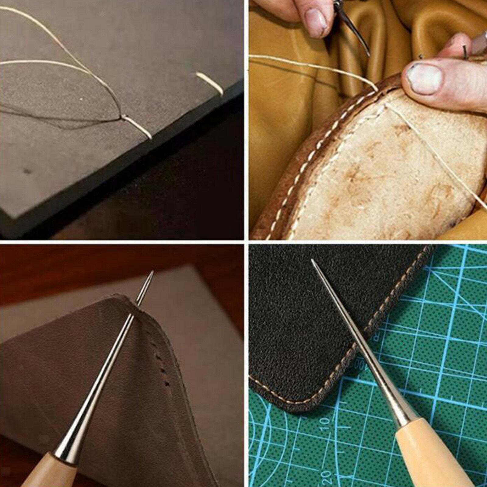 Leather Crafting Tool Sewing Leathercraft Thimble Kit Ruler Repairing Set
